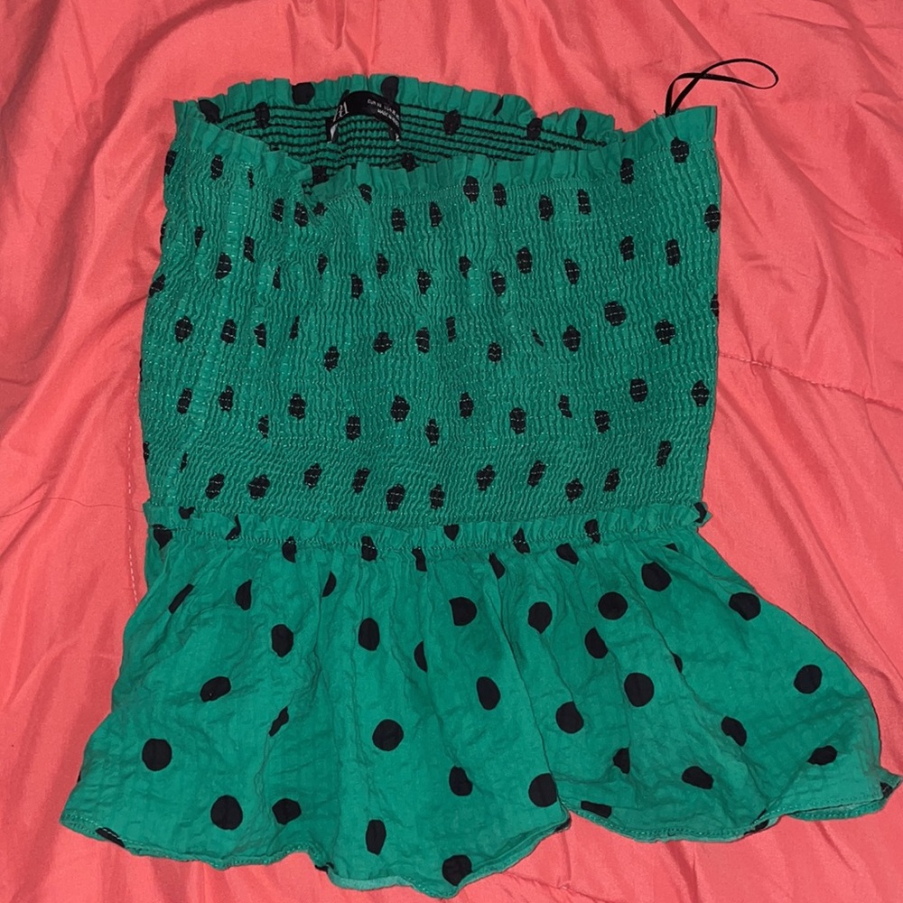 Zara Polka Dot Ruffle Sleeveless Top